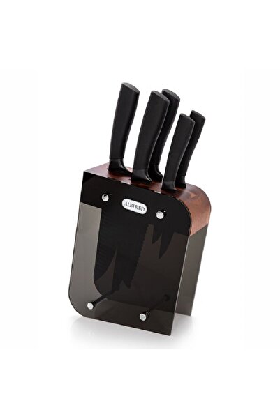 Alberto Acrylic Knife Block With Wood Stainless Steel Knives Set