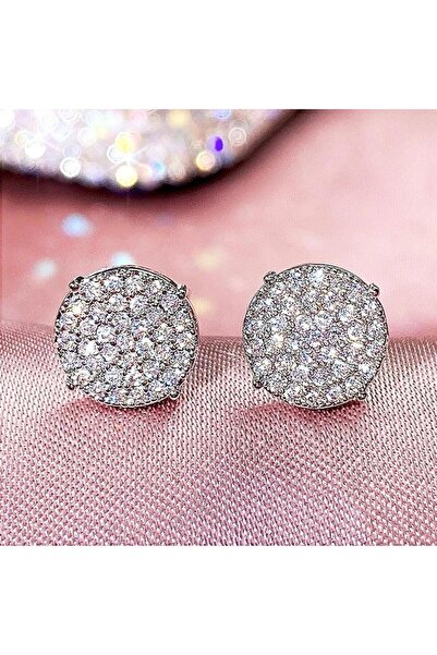 Pursehuit Cercei rotunzi de culoare argintie cu pietre de zirconiu, Paco C7