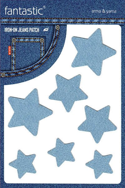 FANTASTIC ARMA Patch de blugi cu aplicație termică, pentru repararea și decorarea blugiului, stea (albastru gheață)