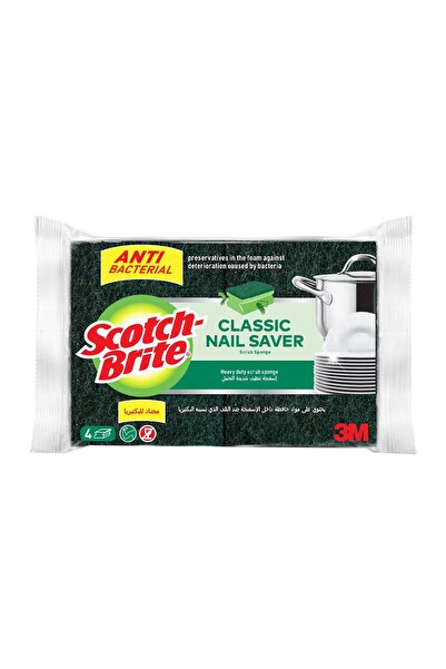 Scotch Brite Anti-Bacterial Classic Nail Saver Heavy Duty Scrub Sponge – 4 Pcs Pack