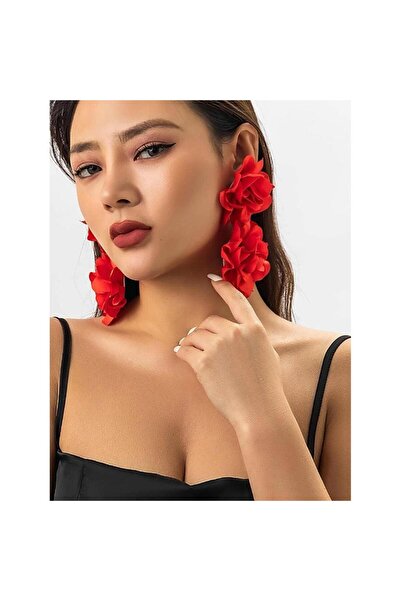 Pursehuit Red earrings, flower shape, Bethany C16