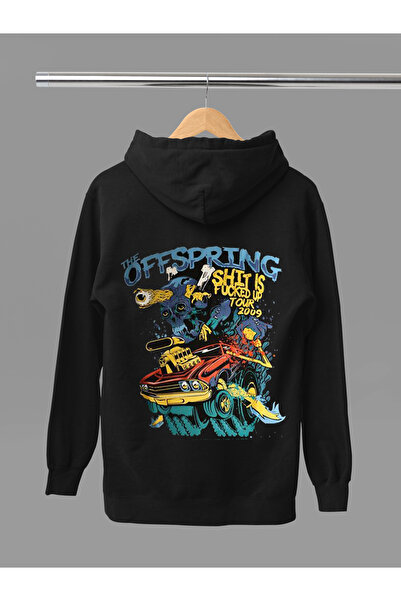 MAGORS سترة روك قطنية مطبوعة بأكمام طويلة وقلنسوة بثلاثة خيوط