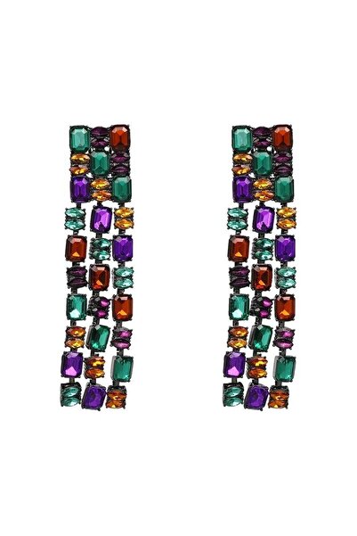 Pursehuit Cercei lungi negri cu pietre multicolore, Pilou C3