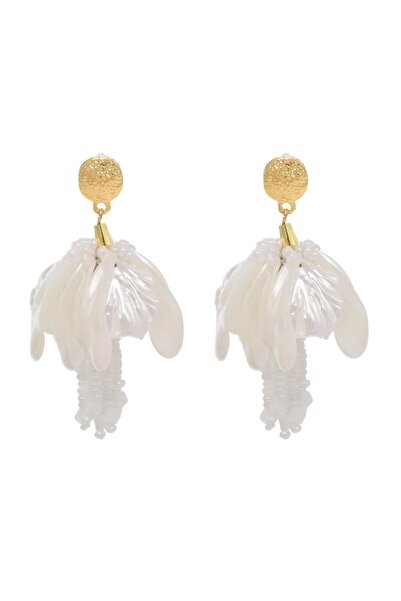 Pursehuit Χρυσά σκουλαρίκια, σε σχήμα λουλουδιού, με λευκά πέταλα, Paola C3 OUT