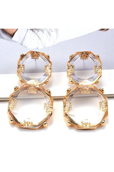 Pursehuit Cercei culoare aurie, cu pietre transparente, Dia C3