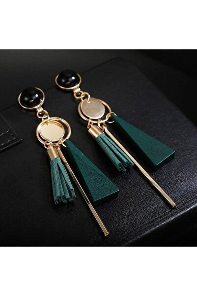 Pursehuit Cercei lungi aurii cu franjuri și cleme verzi, Salme C6