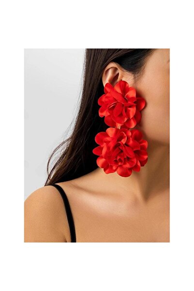 Pursehuit Red earrings, flower shape, Bethany C16