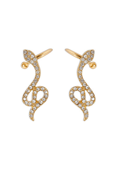 Pursehuit Golden earrings, snake shape, with stones, Camelia C1