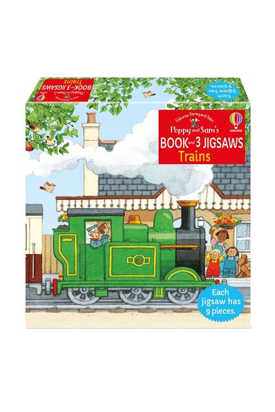 Usborne Set puzzle si carte -Poppy and Sam's Book and 3 Jigsaws: Trains