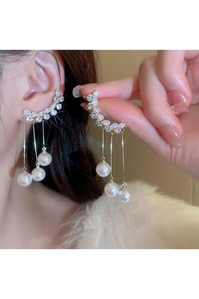 Pursehuit Cercei aurii, cu pietre de zirconiu și perle, Alda C3