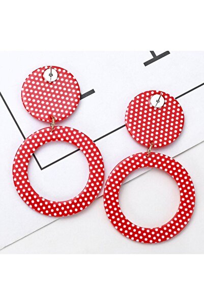 Pursehuit Red, round earrings with white dots, Lenita C8