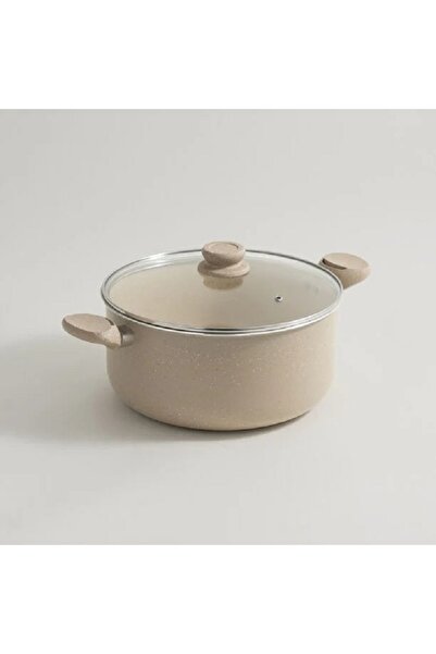Alberto Aluminum cooking pot with glass lid 8.5L, cream