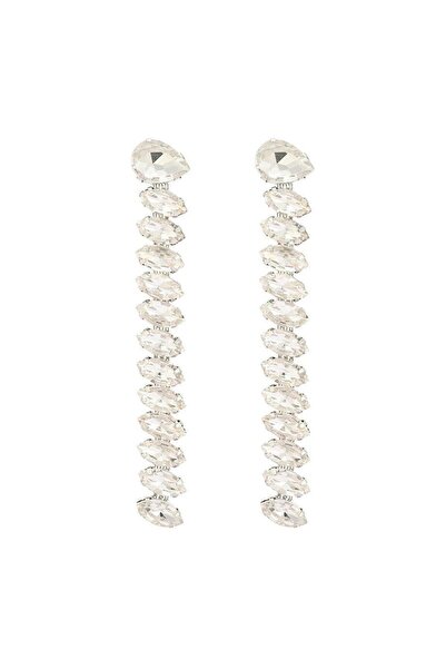 Pursehuit Cercei culoare argintie, lungi, cu pietre, Rosita C4