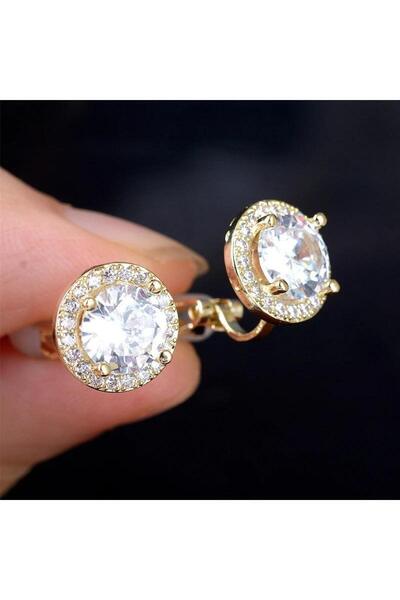 Pursehuit Cercei culoare aurie, cu pietre de zirconiu și clipsuri, Cara C6