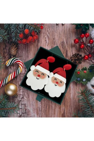 Pursehuit White earrings, Santa Claus shape, plus gift box, Santa C23