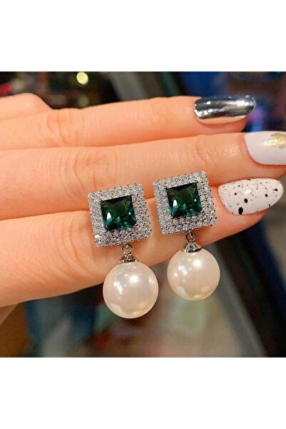 Pursehuit Cercei de culoare argintie, cu pietre de zirconiu și perle, Marko C8