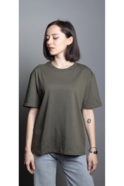 Bak Moda Crew Neck Cotton Basic Khaki T-Shirt