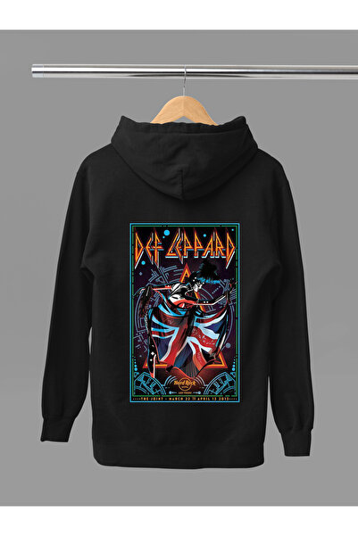 MAGORS سترة روك من القطن المطبوع بأكمام طويلة من ديف ليبارد مكونة من 3 خيوط