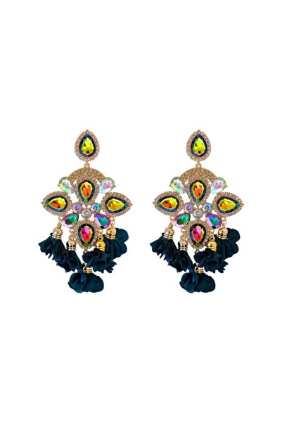 Pursehuit Cercei culoare aurie, stil candelabru, cu pietre și ciucuri, Philli...