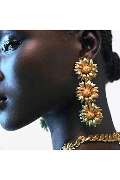 Pursehuit Cercei lungi aurii cu flori, Didda C4