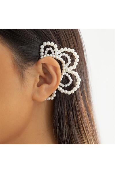 Pursehuit Ear cuff earring, white, with pearls, Harly C1