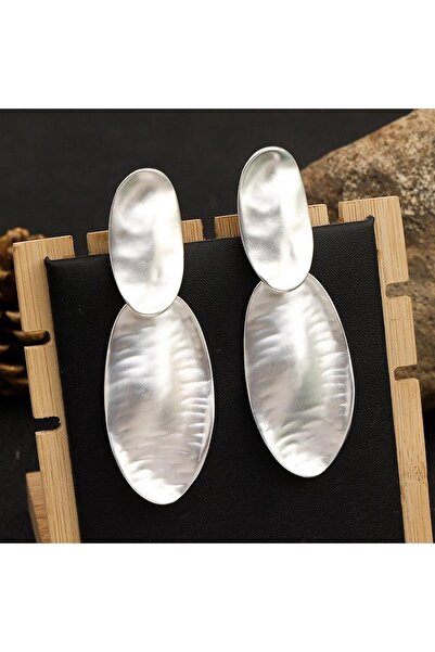 Pursehuit Cercei de culoare argintie, ovali, cu clipsuri, Nana C1