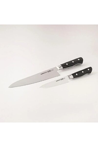 Samura مجموعة سكاكين مطبخ من الفولاذ المقاوم للصدأ من Pros، قطعتين، باللون الأسود، 7.9 بوصة، 5 بوصات