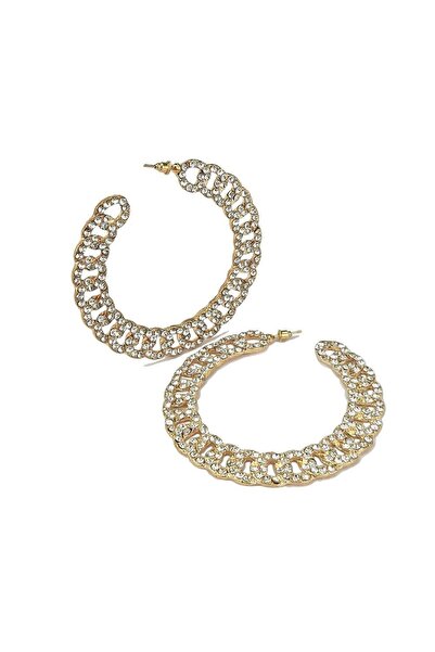 Pursehuit Cercei rotunzi culoare aurie, cu zale și pietre, Eben C3