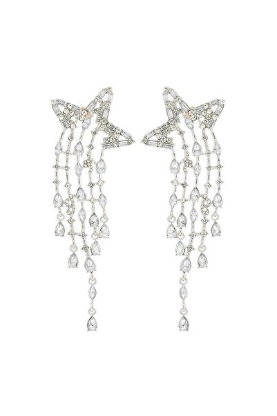 Pursehuit Cercei argintii, lungi, cu pietre și stele căzătoare, Magnella C3