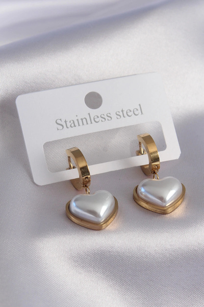 Clariss 316L Steel Gold Color Heart Model Women's Earrings