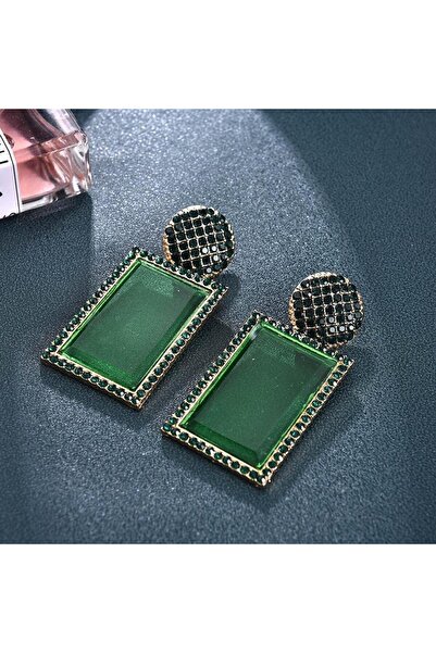 Pursehuit Τεράστια χρυσά σκουλαρίκια με πράσινες πέτρες, Efraima C4