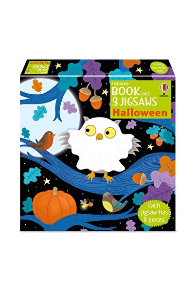 Usborne Set 3 puzzle-uri cu carte" Book and 3 Jigsaws: Halloween"