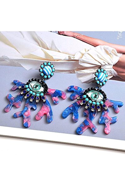 Pursehuit Cercei albaștri, formă de coral, cu pietre, Stefanie C2