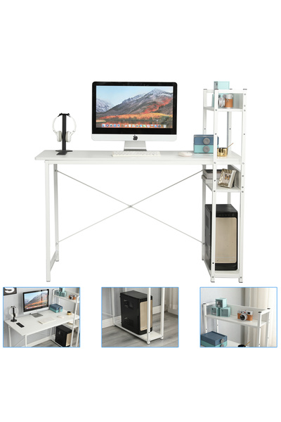Sheinhome 120cm computer desk, scratch-resistant surface easy to clean, home desk office game three-in-one