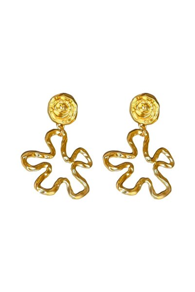 Pursehuit Cercei culoare aurie, cu clipsuri, formă de floare, Elbo C4