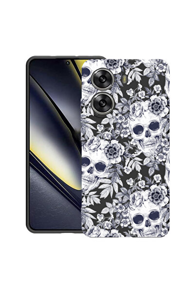 bestcase Λεπτή θήκη σιλικόνης για Poco X7 Pro 5G, μαύρο και άσπρο Skull, 1992...