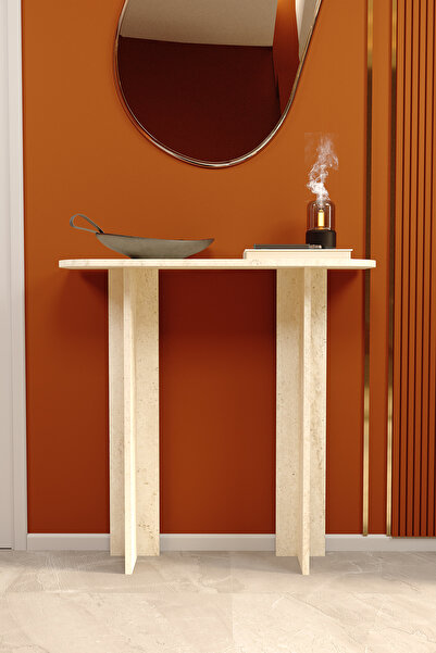 POFİTTO Florin Dresuar Traverten Desenli Konsol İskandinav Stili