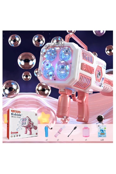 genernic مسدس فقاعات مع أضواء ملونة ومحلول فقاعات للأطفال