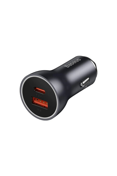 Baseus Golden Contactor Max Dual Fast Charger Car Charger U+C 60W- Dark Gray