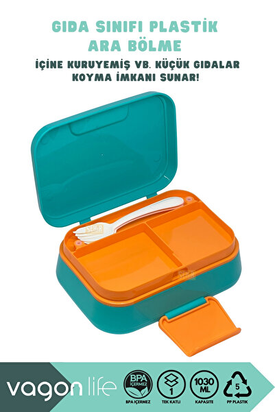 Vagonlife Bento 1030ml Lunchbox New Collection Single Layer 3 Compartments Pp Plastic Lunch Box Food Container