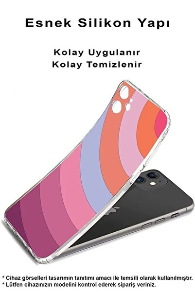 PrintiFy Apple iPhone17 Pro Max İle Uyumlu Kamera Çevresi Açık Renk Cümbüşü 7 Baskılı Şeffaf Kılıf