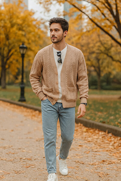 tiggirmoda Men's Knitted Cardigan Jeans 2-Piece Combination