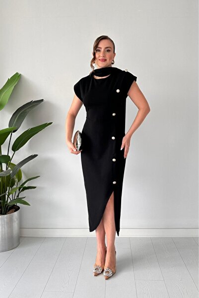 MaziButik Scarf Dress Black