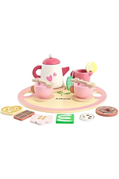 OEM Bakery Playset Toy Set, Afternoon Tea, 19 Accessories, Wood, Pink