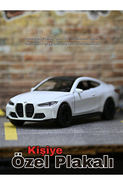 bebeym Bmw M4 Metal Oyunca Araba - Kişiye Özel Plakalı Beyaz