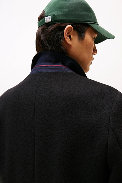 Tommy Hilfiger Erkek Klasik Kesim Yün Karışımlı Palto - Siyah