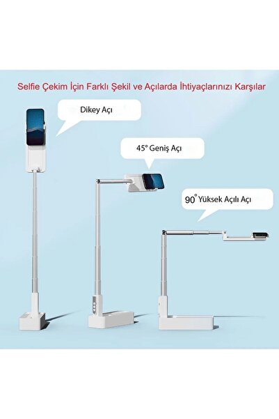 Genel Markalar Canlı Yayın Braketi Çok YÖNLÜ Led Işık 360 Derece Kumandalı Selfie Telefon Standı 7 farklı ışık modu