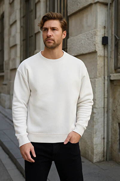 COMBİNE MİCHAİL Мъжка велосипедна блуза с широка яка в цвят екрю