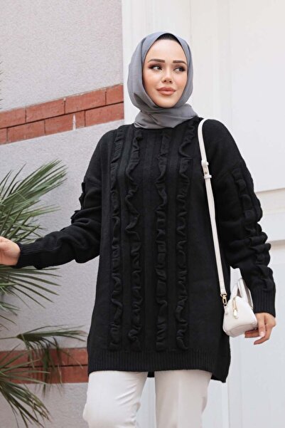 N.S NEVA STYLE Black Hijab Knitwear Sweater Tunic 87703S