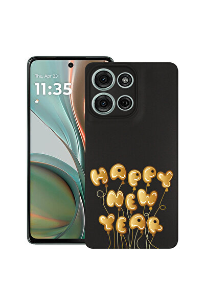 bestcase Carcasă subțire din silicon pentru Motorola Moto G15, An Nou Fericit...